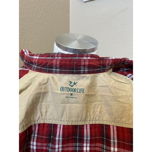Outdoor Life Men's Shirt Button-Down Red Plaid Size Medium - Picture 4 of 4